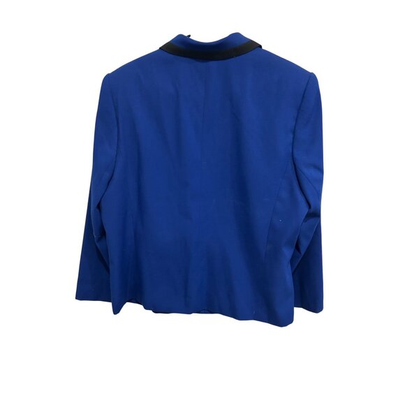 Vintage Le Suit II Double Breasted Blazer Jacket Blue Sz 18 Black Trim Formal - Picture 2 of 10